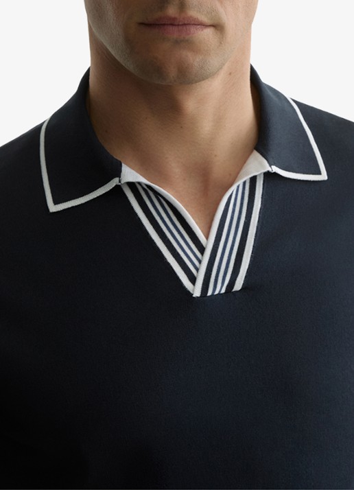 Reiss Fijngebreide trui met polokraag - detail 2 navy / blauw