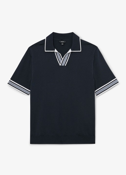 Reiss Fijngebreide trui met polokraag - voorkant 5 navy / blauw