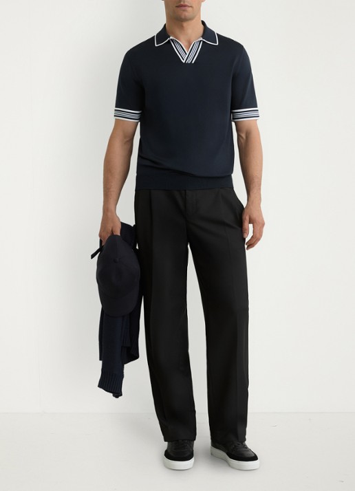 Reiss Fijngebreide trui met polokraag - voorkant 6 navy / blauw