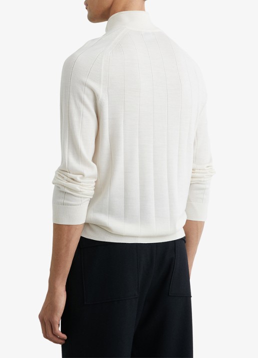 Reiss Findlay trui van merino wol met halve rits  - achterkant wit