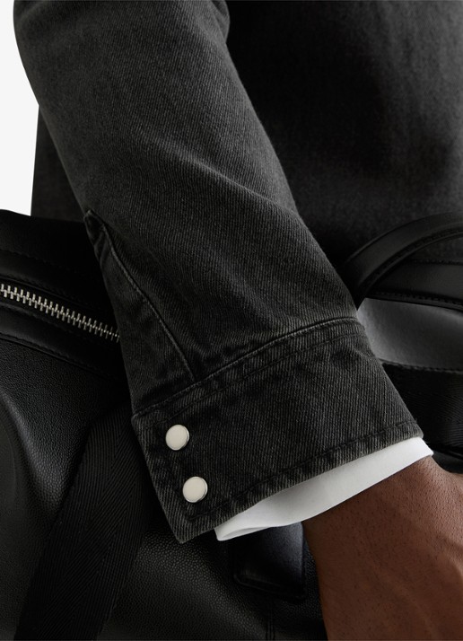 Reiss Finley overshirt van denim - detail 4 donkergrijs