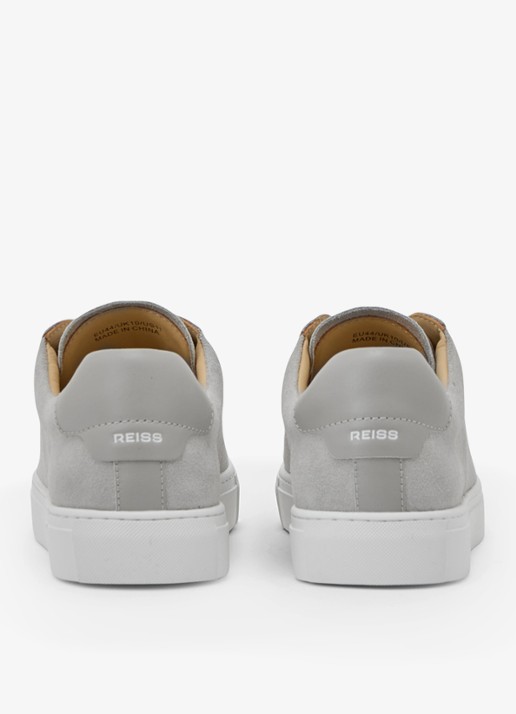 Reiss Finley sneaker van kalfssuède  - achterkant 3 lichtgrijs