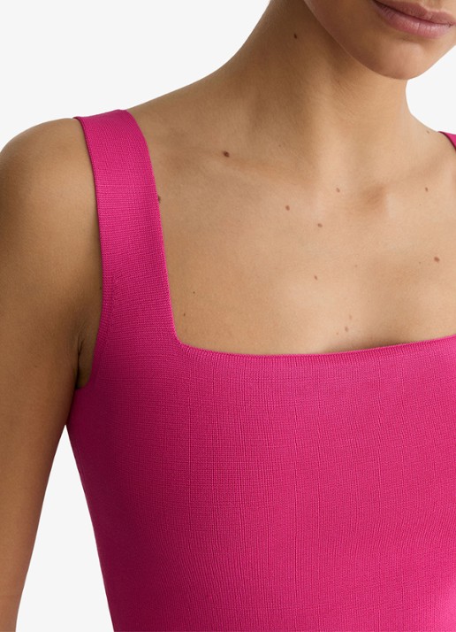 Reiss Fion fijngebreide top met rechthoekige hals - detail 5 roze