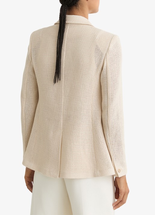 Reiss Fiore double-breasted blazer met opengewerkt dessiner - achterkant creme