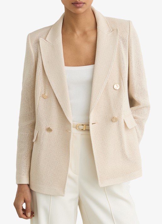 Reiss Fiore double-breasted blazer met opengewerkt dessiner