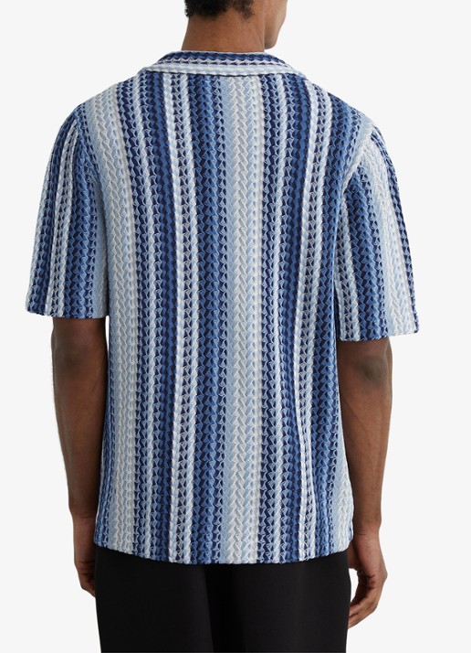 Reiss Fleet overhemd met structuur - achterkant 3 blauw