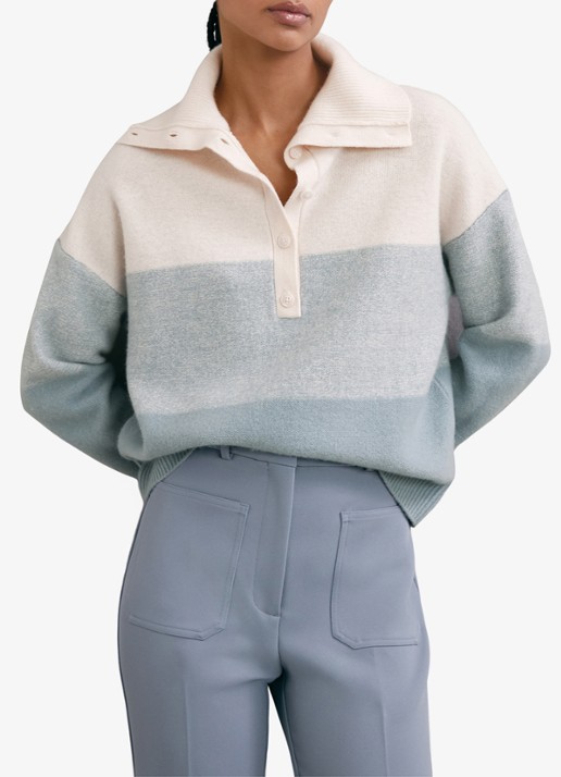 Reiss Flora fijngebreide trui met col  - detail 2 lichtblauw