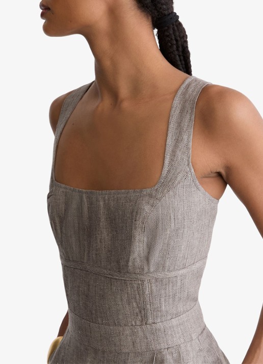 Reiss Flora wide fit jumpsuit van linnen met structuur - detail 2 neutral / beige