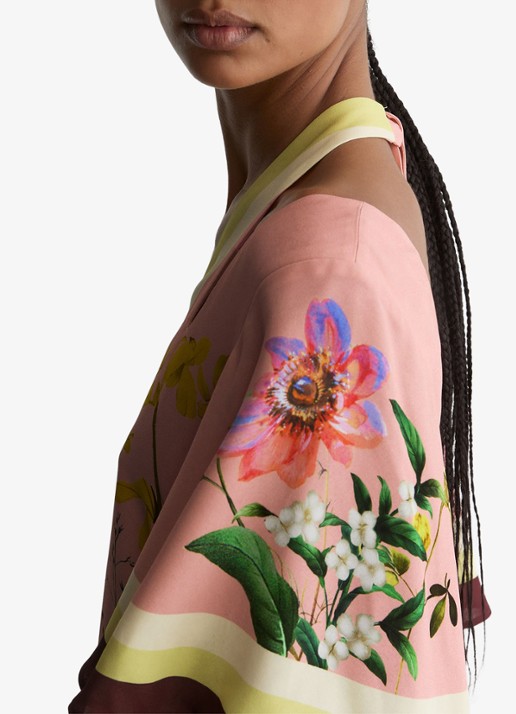 Reiss Flossy midi jurk met cut-out detail en bloemenprint - detail 6 oudroze