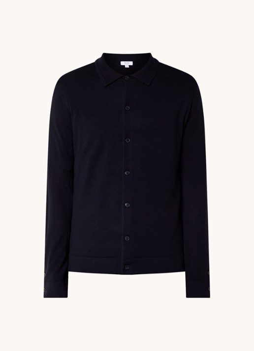 Reiss Forbes fijngebreid vest van wol met stretch - voorkant 2 donkerblauw