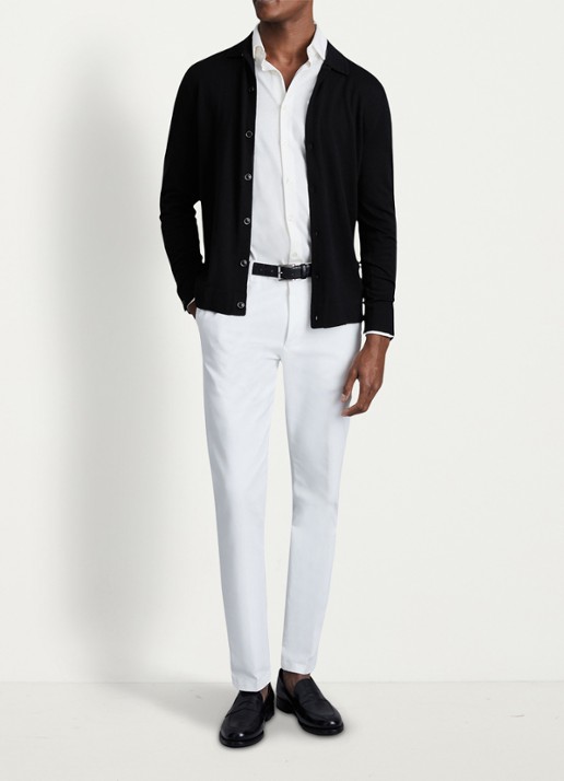 Reiss Forbes fijngebreid vest van wol met stretch - voorkant 2 black / zwart