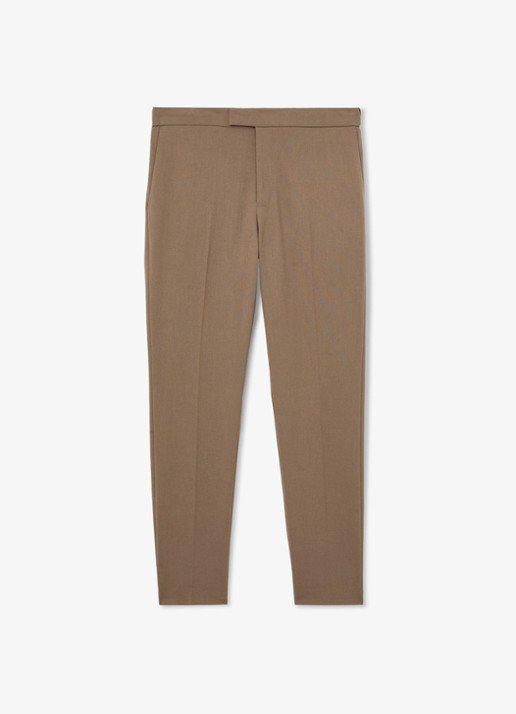 Reiss Found slim fit pantalon met steekzakken - voorkant lichtbruin