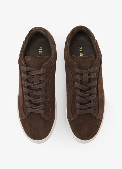 Reiss Francesca sneaker met suède detail - detail bruin