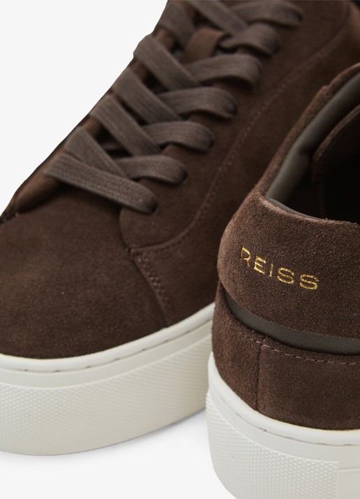 Reiss Francesca sneaker met suède detail - detail 2 bruin