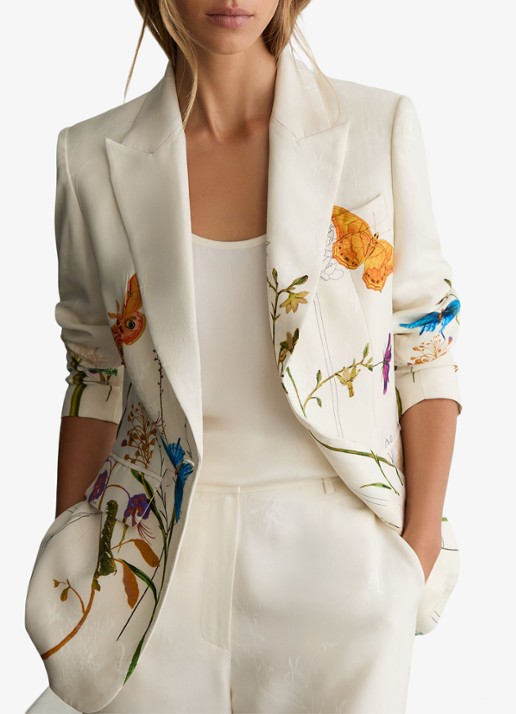 Reiss Frankie blazer met bloemenprint - detail 2 creme