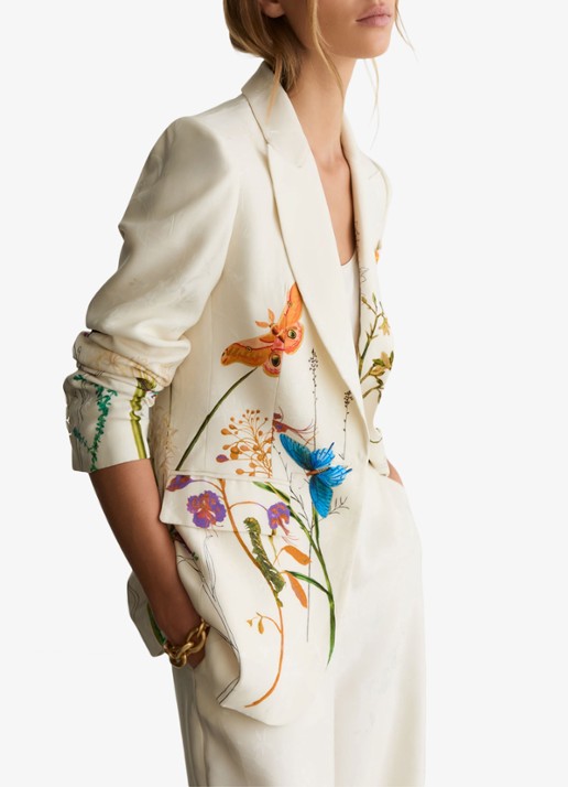 Reiss Frankie blazer met bloemenprint - detail 4 creme