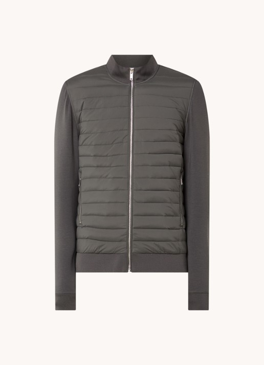 Reiss Freddie sweatvest met gewatteerd voorpand  - voorkant bronsgroen