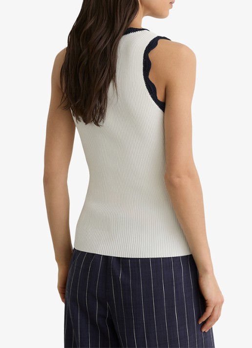 Reiss Freya top met ribstructuur - achterkant 4 gebroken wit