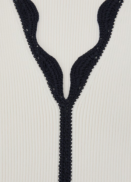 Reiss Freya top met ribstructuur - detail 3 gebroken wit