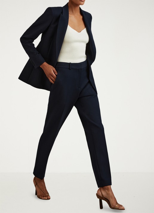 Reiss Gabi high waist slim fit chino - voorkant 5 donkerblauw