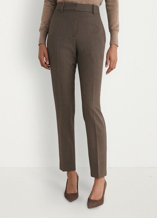 Reiss Gabi high waist slim fit pantalon met pied-de-poule dessin