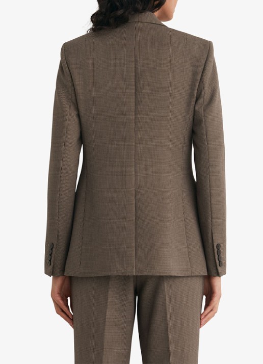 Reiss Gabi single-breasted blazer met pied-de-poule dessin - achterkant bruin