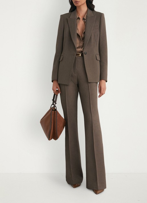 Reiss Gabi single-breasted blazer met pied-de-poule dessin - detail 5 bruin