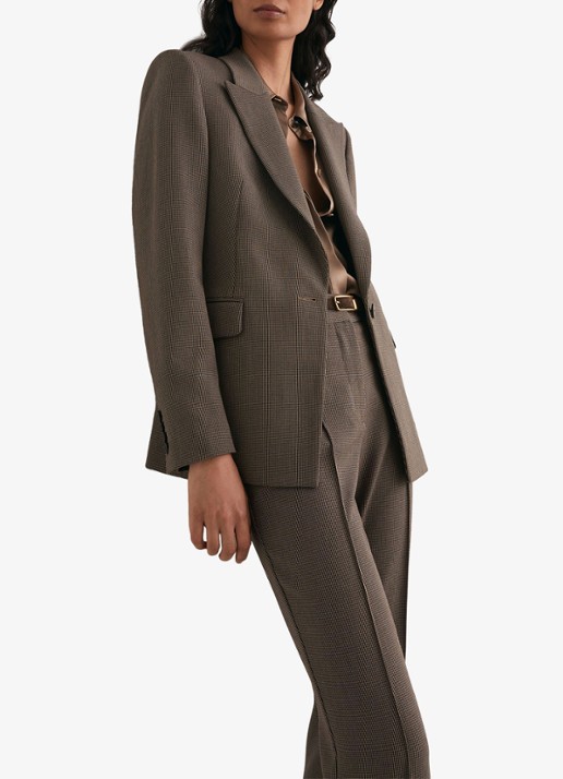 Reiss Gabi single-breasted blazer met pied-de-poule dessin - detail 7 bruin