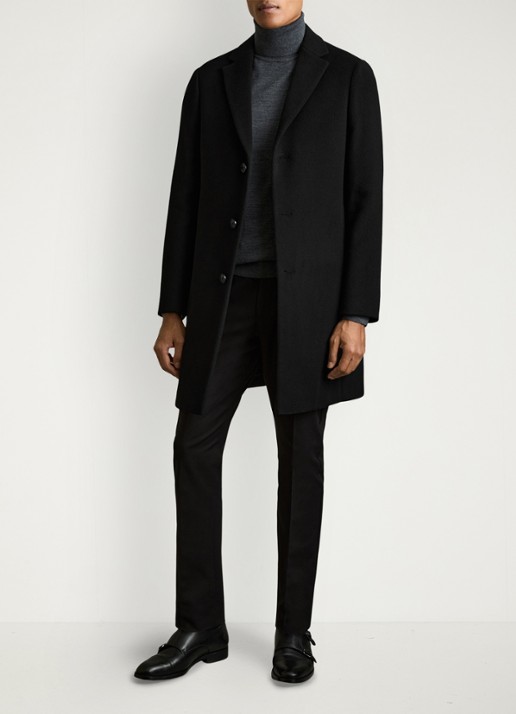 Reiss Gable mantel in wolblend - voorkant 7 black / zwart