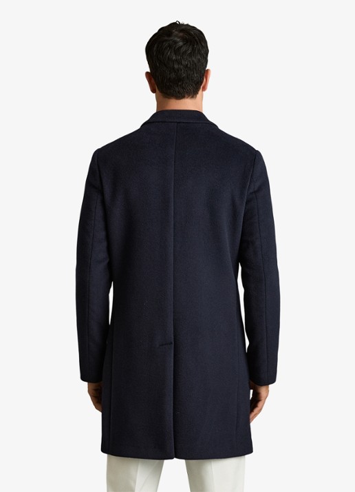Reiss Gable mantel in wolblend - achterkant navy / blauw