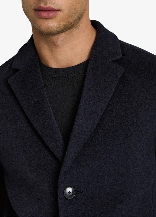 Reiss Gable mantel in wolblend - detail 5 navy / blauw