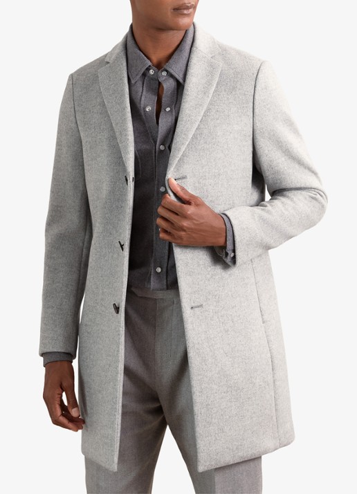 Reiss Gable mantel in wolblend - detail 3 soft grey / grijs
