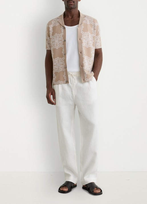 Reiss Gabriel regular fit overhemd met borduring - voorkant 2 beige