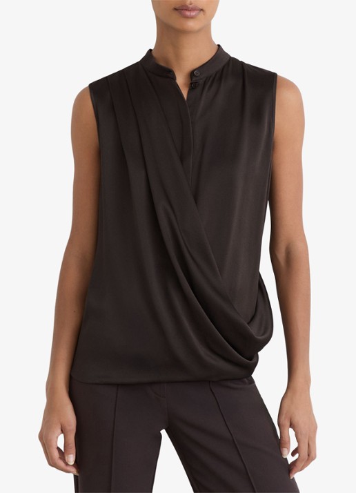 Reiss Gia mouwloze top van zijde  - detail antraciet