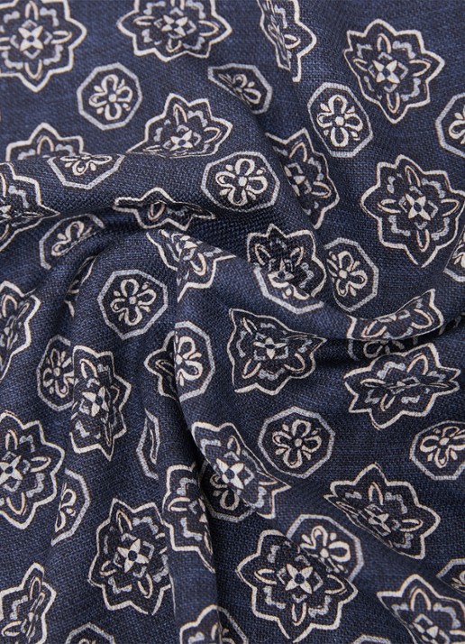 Reiss Gian pochet van zijde met grafische print - detail 4 donkerblauw