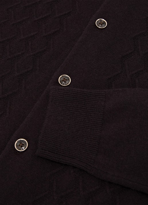 Reiss Gideon fijngebreid vest van wol - detail 6 chocoladebruin