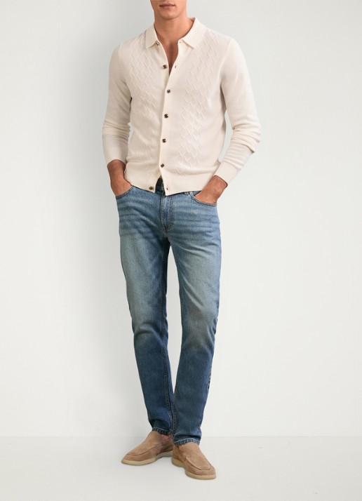 Reiss Gideon vest met textuur - voorkant 2 gebroken wit