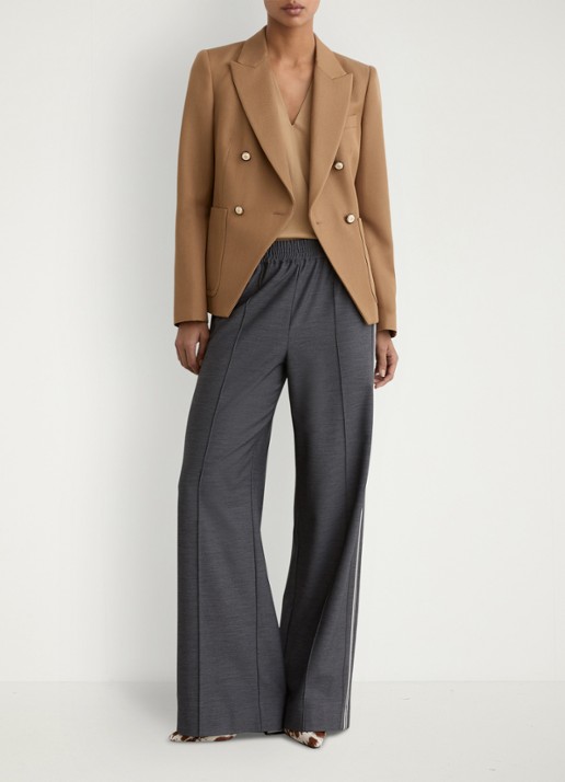 Reiss Gigi double-breasted blazer in wolblend met steekzakken - voorkant 3 camel