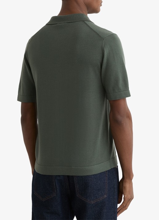 Reiss Grafton fijngebreid overhemd van merino wol - achterkant kale green / groen