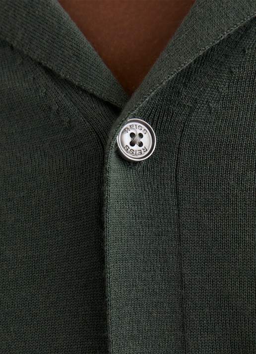 Reiss Grafton fijngebreid overhemd van merino wol - detail 5 kale green / groen