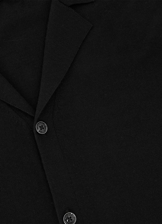 Reiss Grafton fijngebreid overhemd van merino wol - detail 3 black / zwart