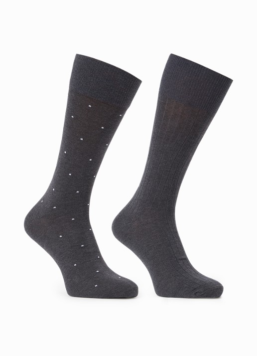 Reiss Graham sokken met print in 2-pack - voorkant antraciet