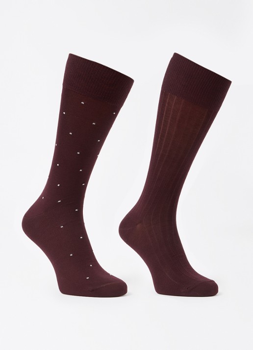 Reiss Graham sokken met print in 2-pack - voorkant 2 aubergine