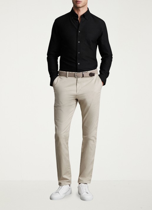 Reiss Greenwich slim fit overhemd met borstzak - voorkant 4 black / zwart