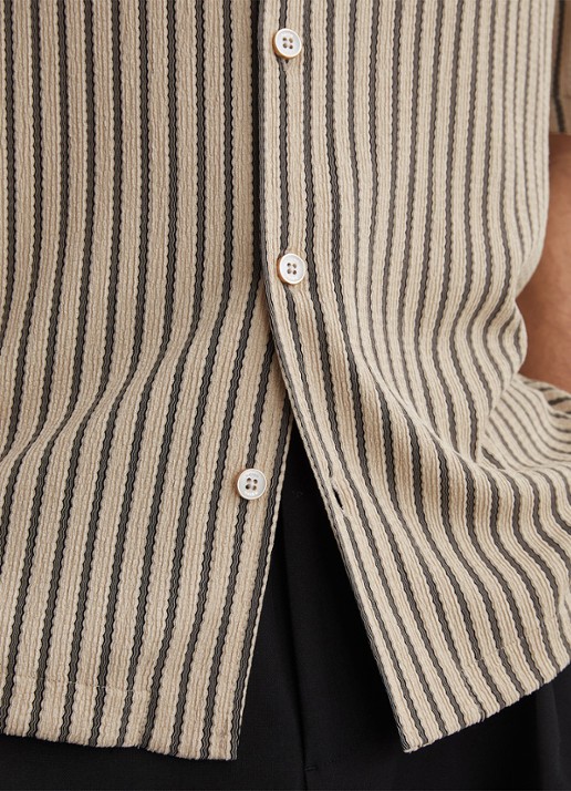 Reiss Griff regular fit overhemd met streepprint - detail 5 donkergrijs