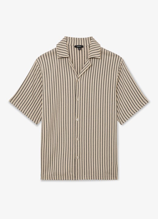 Reiss Griff regular fit overhemd met streepprint - voorkant 7 donkergrijs