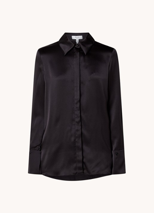 Reiss Hailey blouse van zijde - voorkant zwart