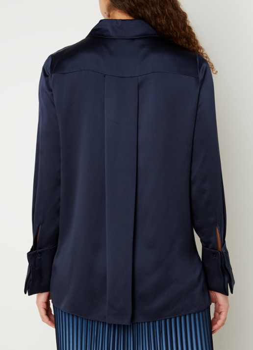 Reiss Hailey blouse van zijde - achterkant donkerblauw