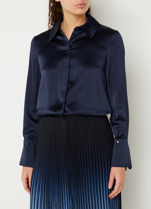 Reiss Hailey blouse van zijde - detail 2 donkerblauw