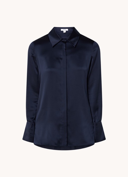 Reiss Hailey blouse van zijde - voorkant 3 donkerblauw